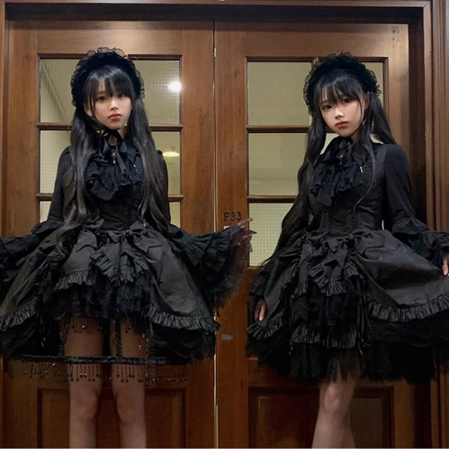 ゴスロリ通販 With U ゴスロリ 鳥かごスカート 重ね着 ビーズ ふんわり