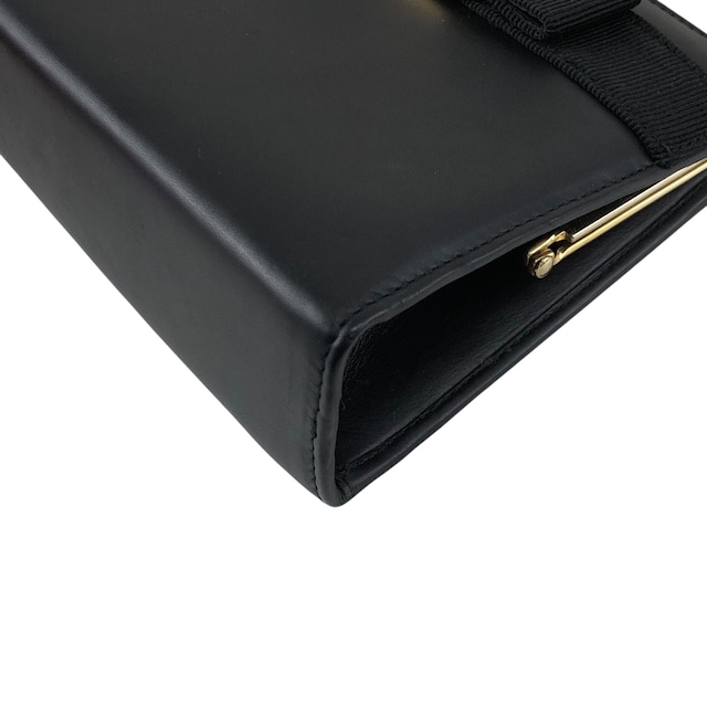 Salvatore Ferragamo サルヴァトーレ フェラガモ ショルダーバッグ ブラック ヴァラリボン レザー チェーン ミニバッグ vintage ヴィンテージ オールド y5f4jw