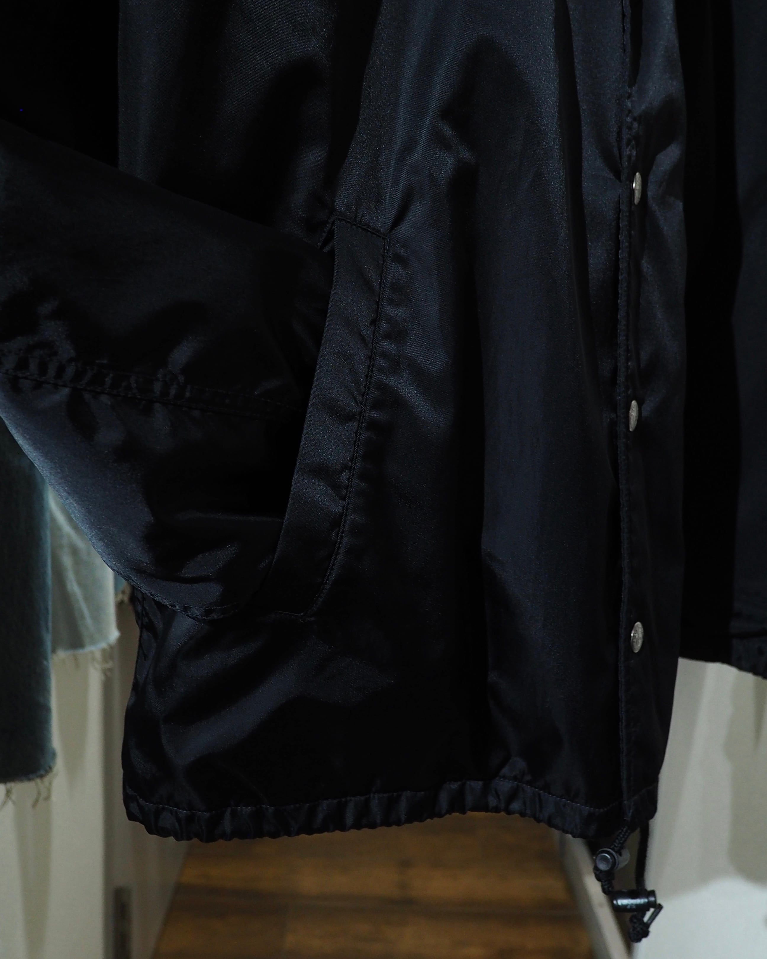 1990s " U.P renoma " Black Shiny Logo Printed Vintage Nylon Coach Jacket