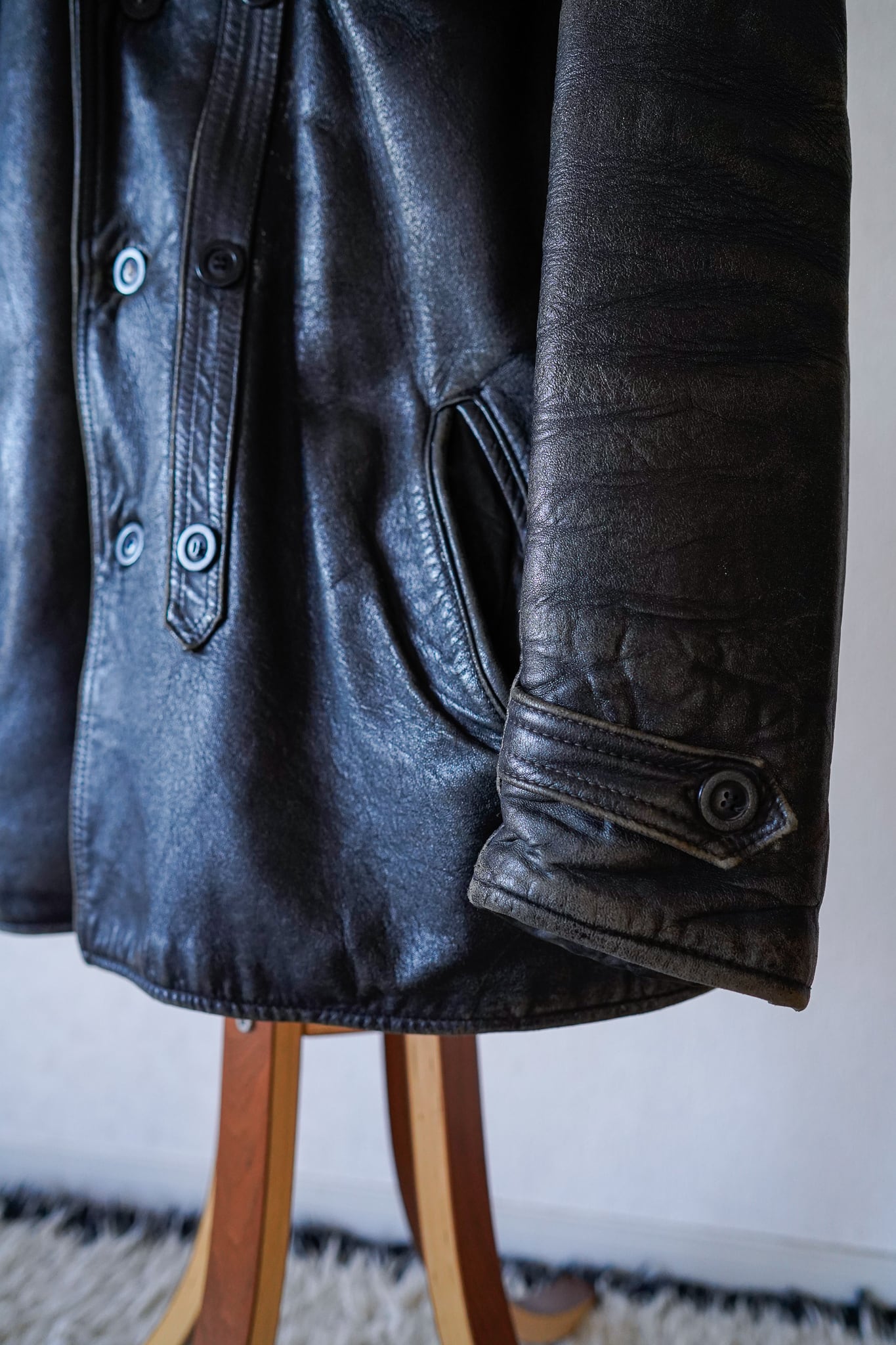 【1950-60s】"Le Corbusier JKT" French Work Leather JKT / 48