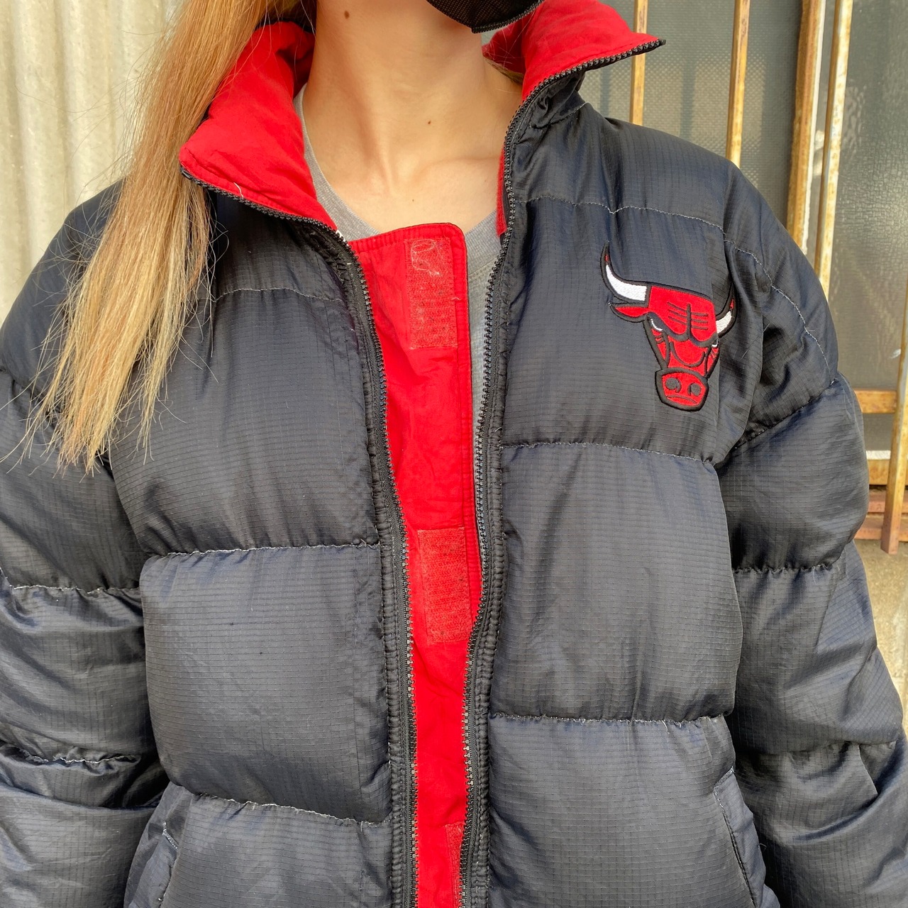 当時物 ファーストダウン ダウンジャケット リバーシブル 刺繍ロゴ 黒  