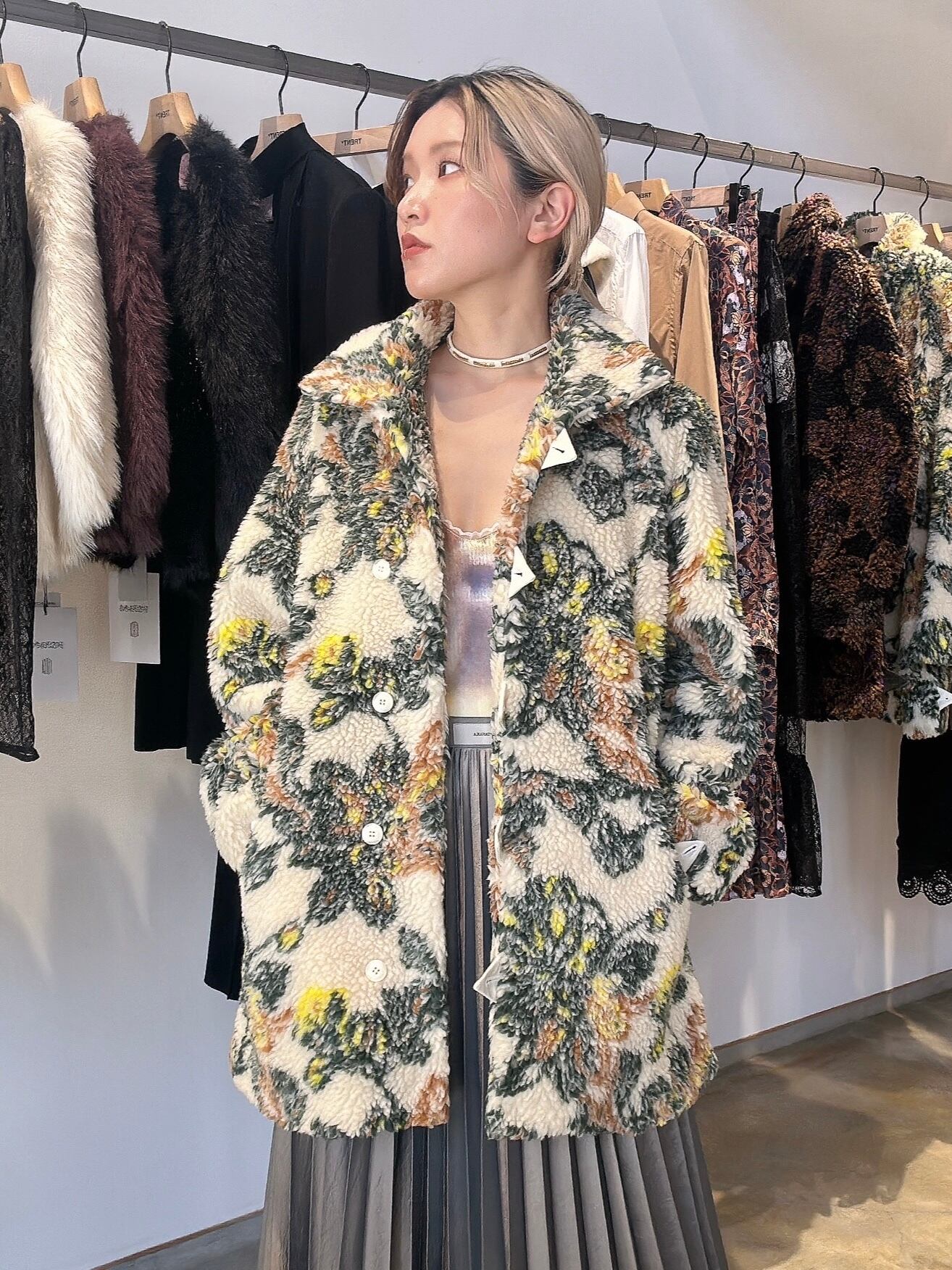 24AW】FUMIE TANAKA フミエタナカ / jacquard boa blouson | TRENT 