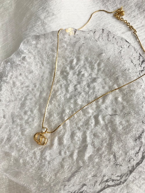 Christian Dior クリスチャン ディオール ネックレス ゴールド ロゴ ストーン vintage ヴィンテージ オールド a2c73c