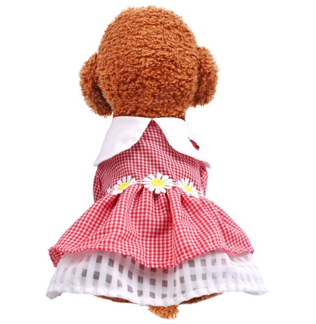 【フリーサイズ】 花柄清楚なワンピース 春夏用 ペット服