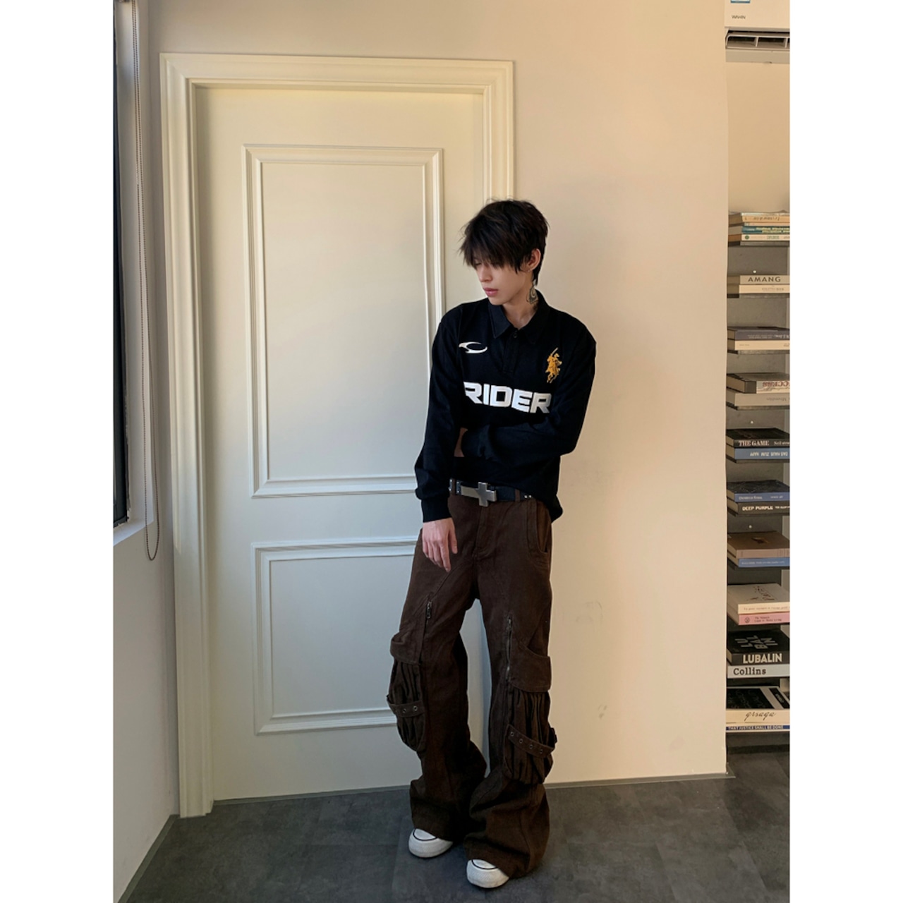 VINTAGE ストリート RIDERポロロングTシャツ T2217