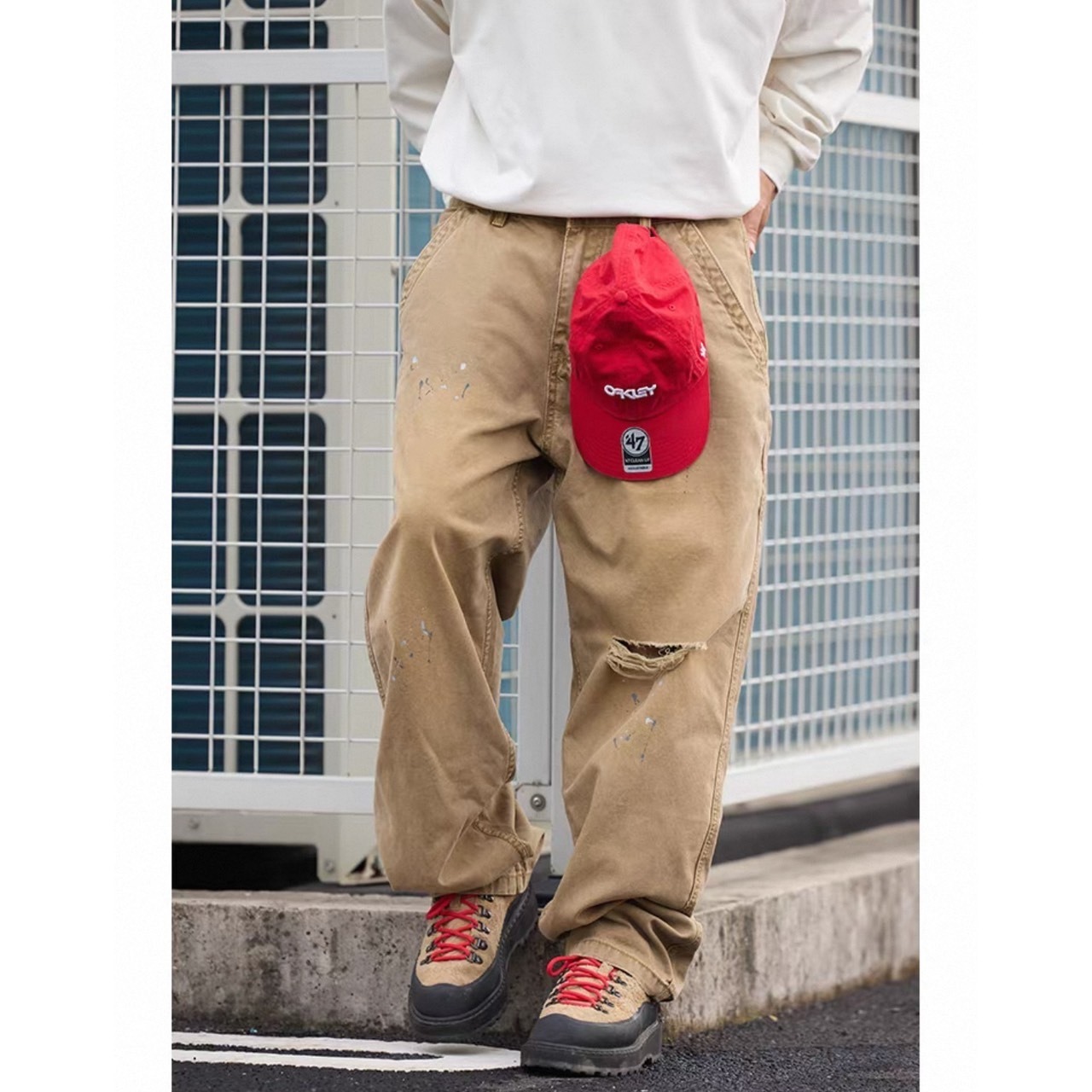 Damage processed loose fit pants 1048 - 2