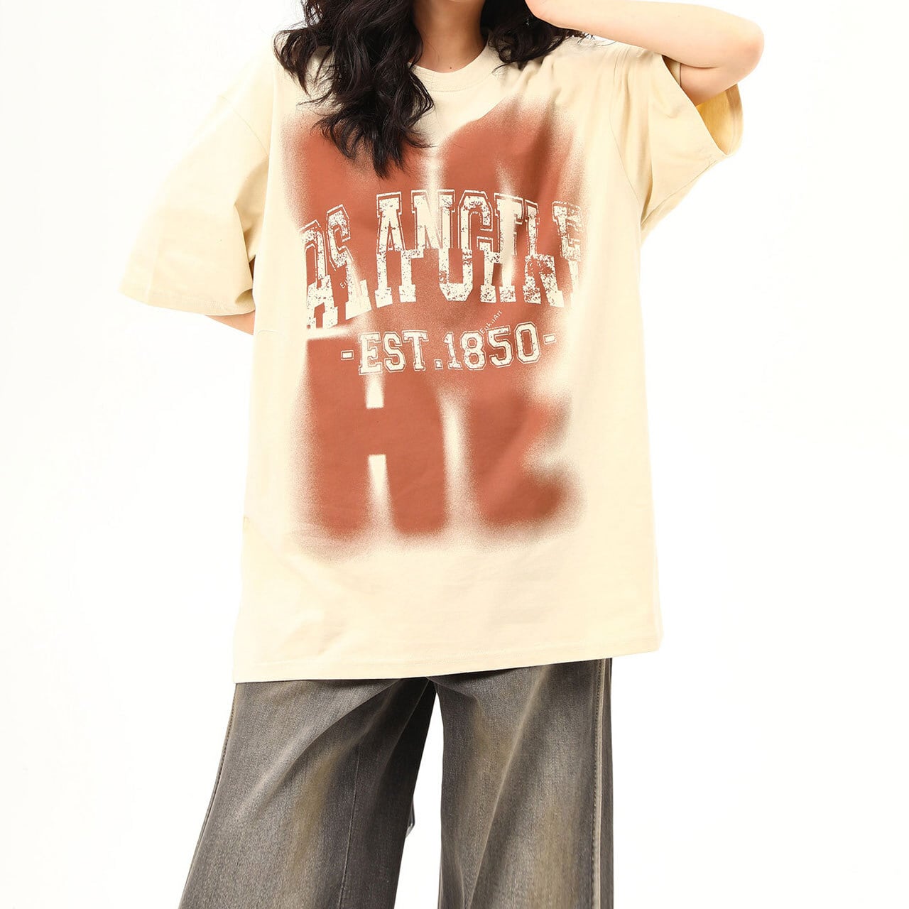 フェードカラーカレッジレタリングTシャツ 1col R02413