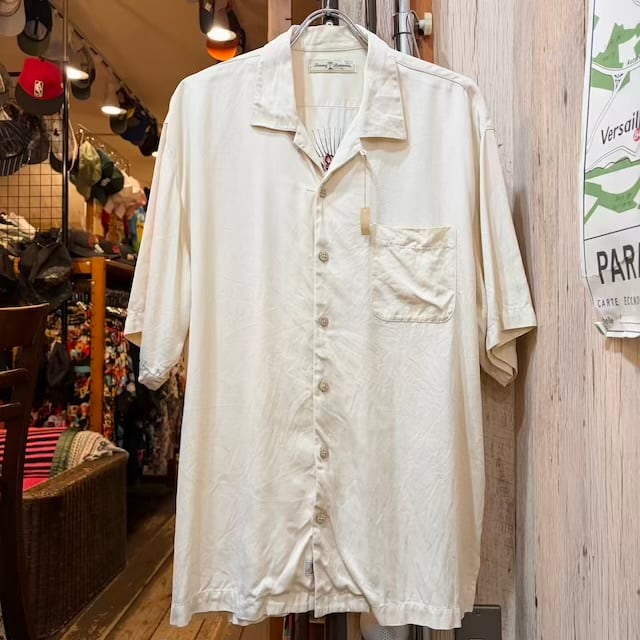 TommyBahamaトミーバハマ刺繍入りシルク製アロハシャツL古着(2117