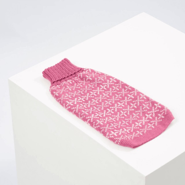 最高級素材 手編みセーター【Alqo Wasi（アルコワシ）】ピンクニット アルパカ ドッグセーター/Signs Pink Alpaca Dog Sweater