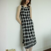 Bateau Check Sleeveless Dress F0673