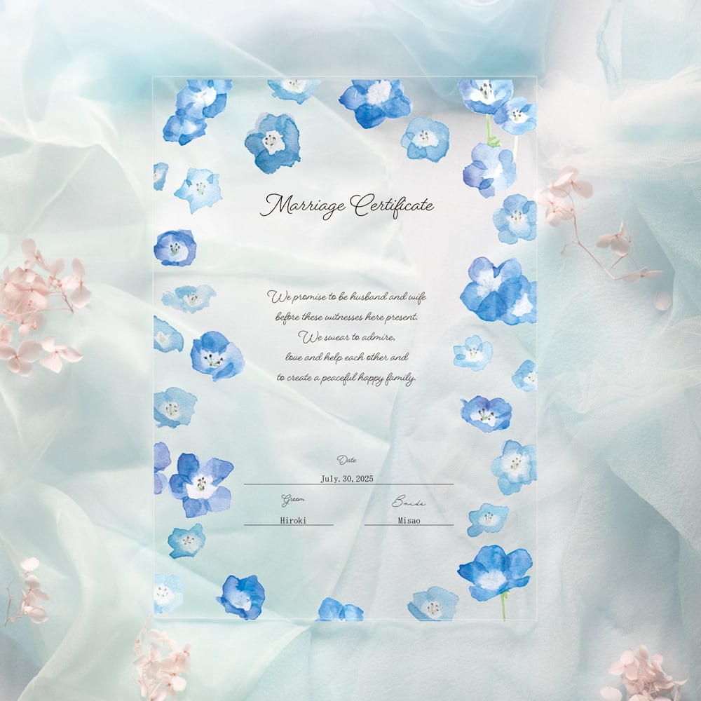 ネモフィラの結婚証明書 アクリル クリア 誓約書 ウェディング | Spica