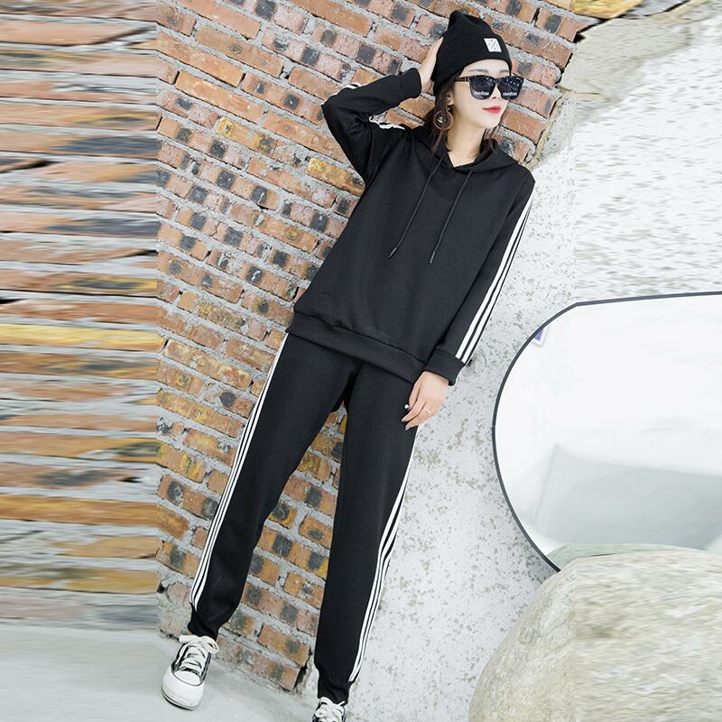 フード付きTシャツセーター秋ツーピーススーツ2020新秋プラスサイズレディースファットmmスリミングパンツ ミックスインファッション54599069764