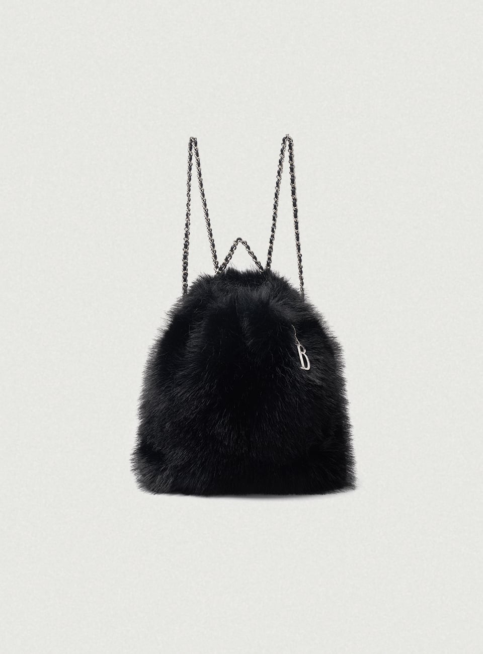 The Barnnet] Black Fur Drawstring Backpack 正規品 韓国ブランド