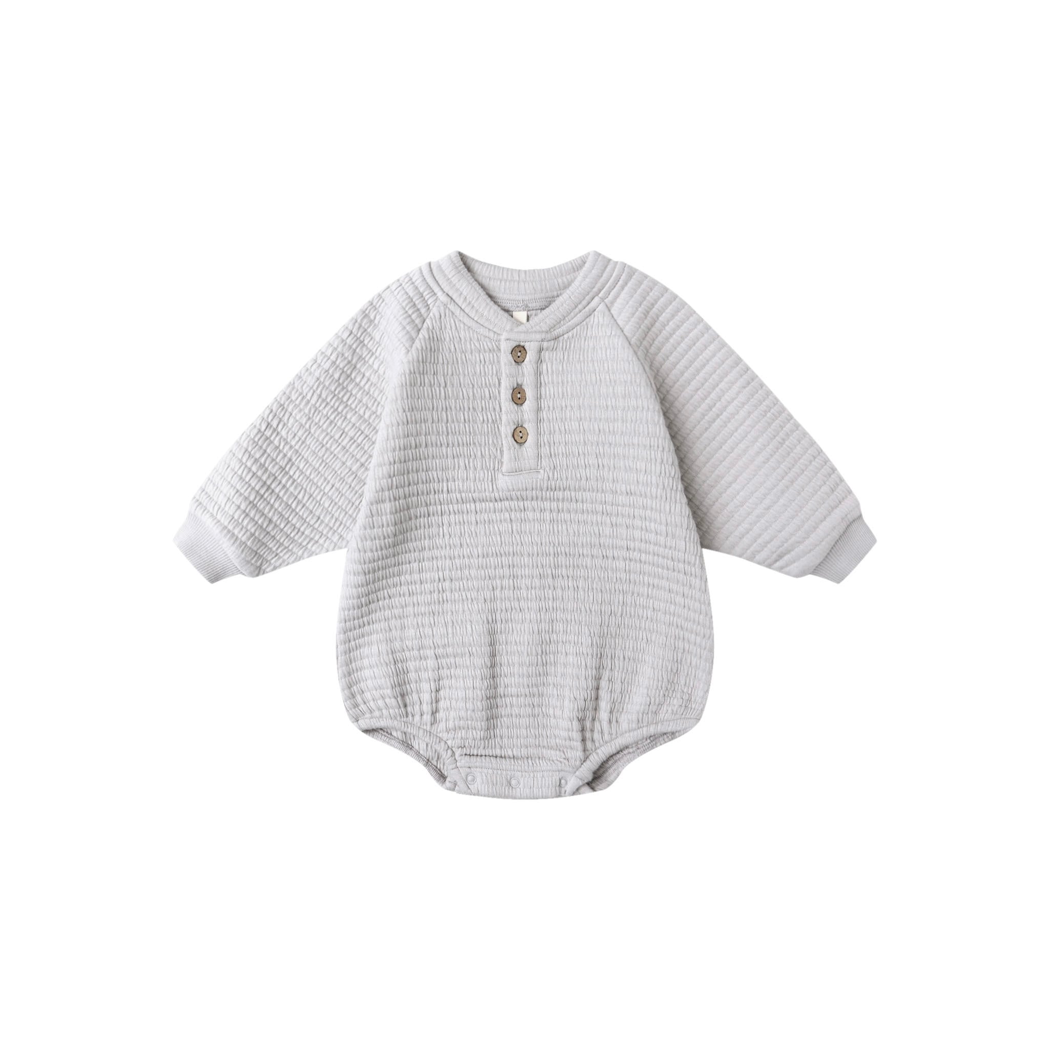 Quincy Mae(クインシーメイ) / 25aw HENLEY BUBBLE ROMOER / FOREST / 6-12M・12-18M