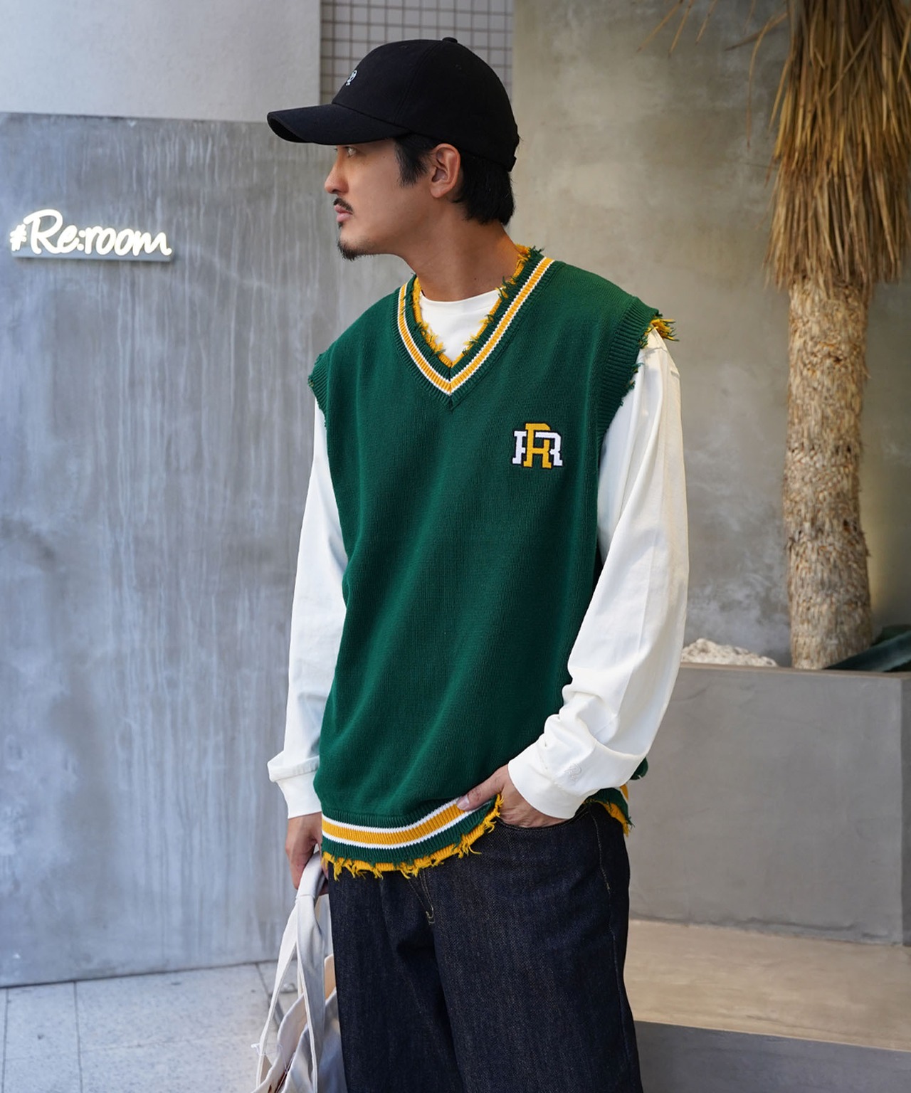 【#Re:room】ICON EMBROIDERY KNIT VEST［REK131］