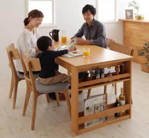 天然木オーク材エクステンションダイニング 4人 5点セット(テーブル+チェア4脚) W120-180 組立設置付
