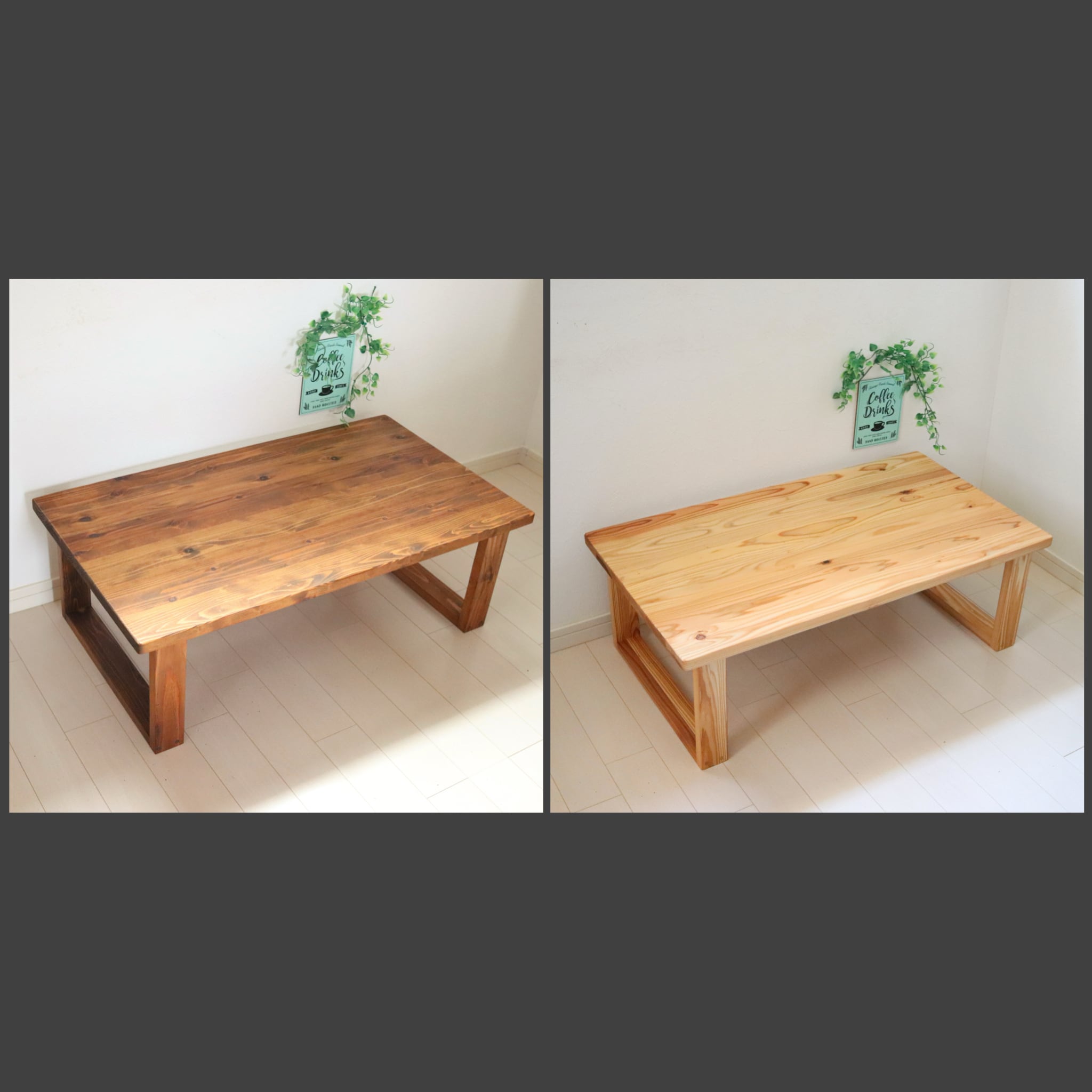 無垢ローテーブル サイズ、カラー変更可能 天然木 リビングテーブル