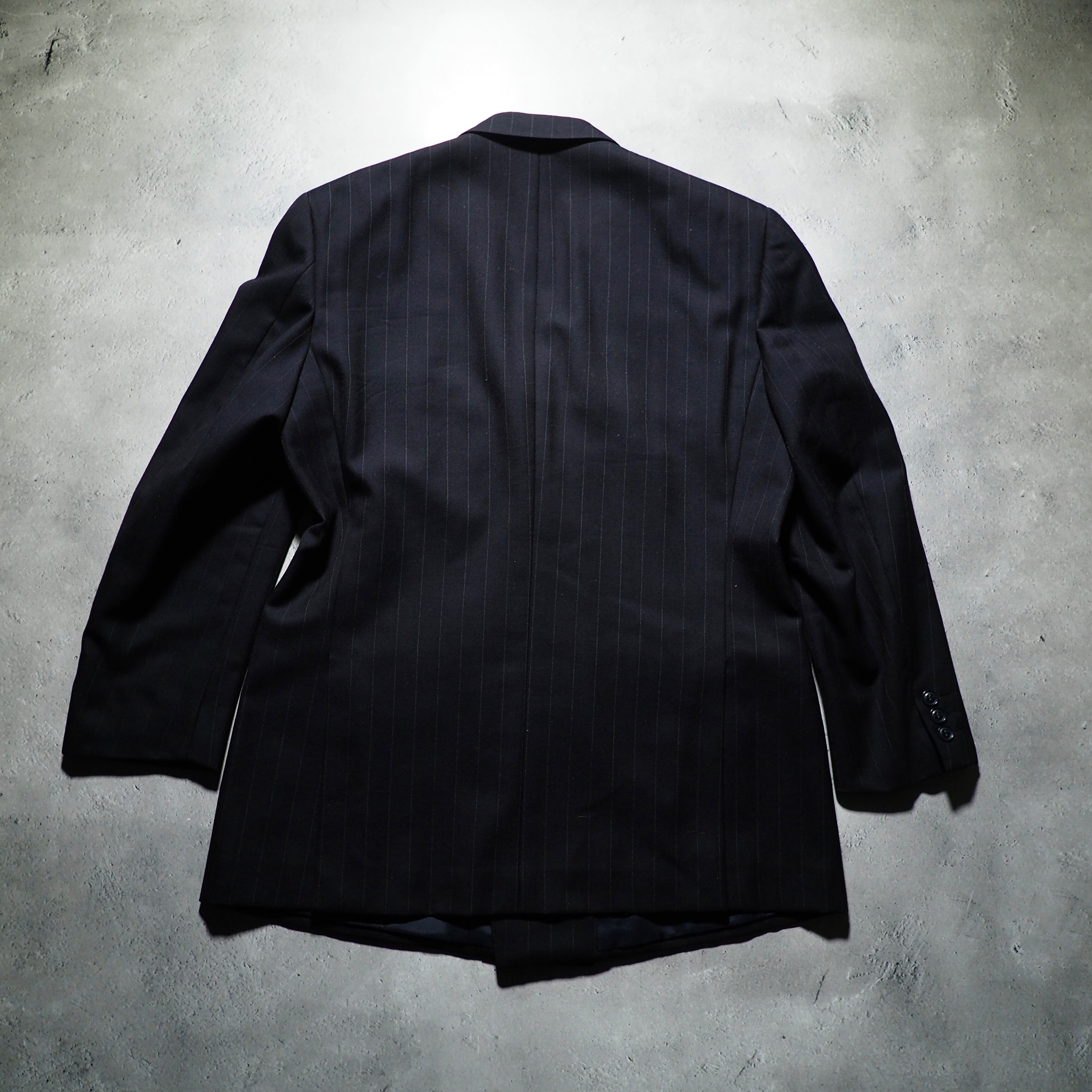 1980 - 90s Beautiful Black stripe vintage Double tailored jacket
