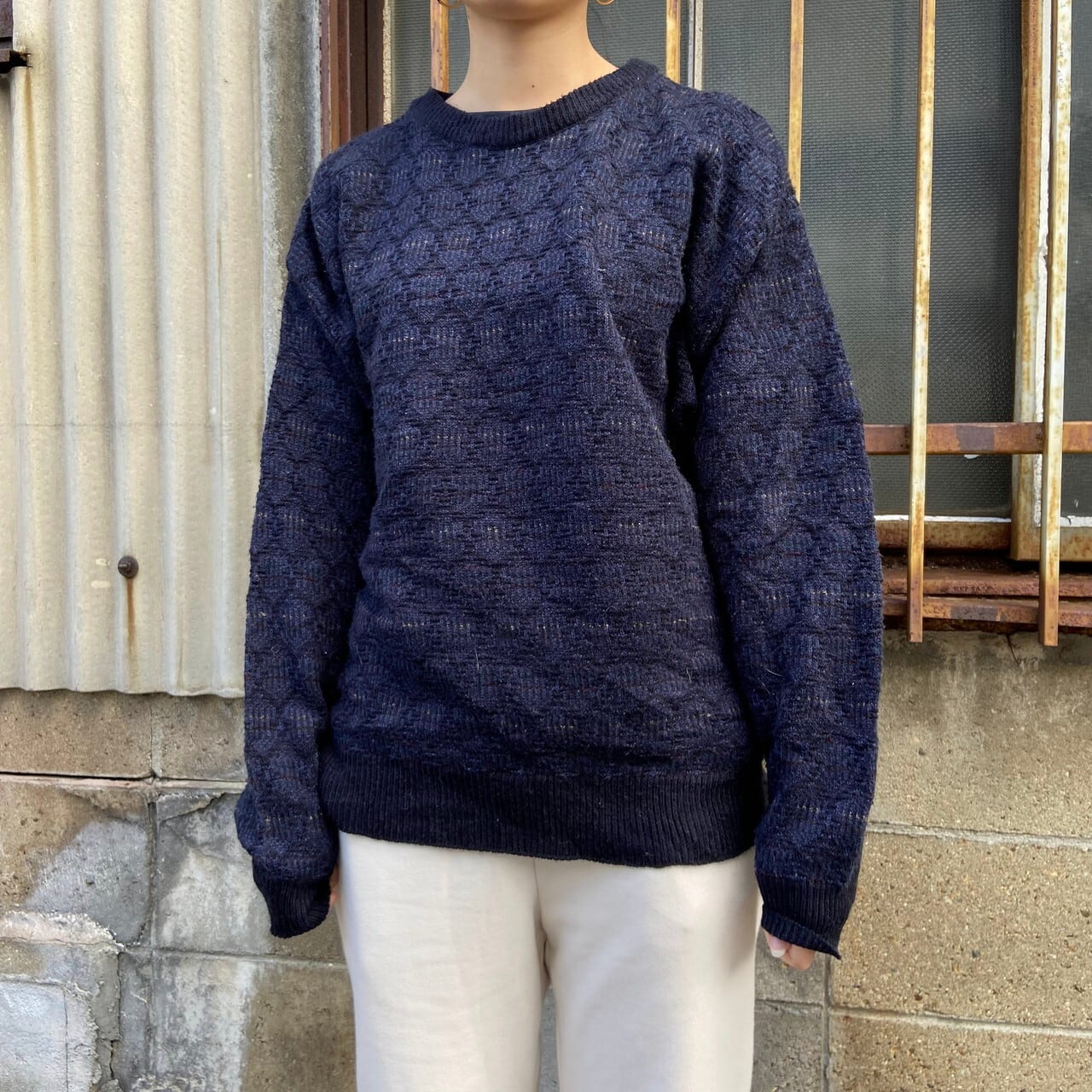 Town Craft タウンクラフト 総柄 アクリル ニットセーター