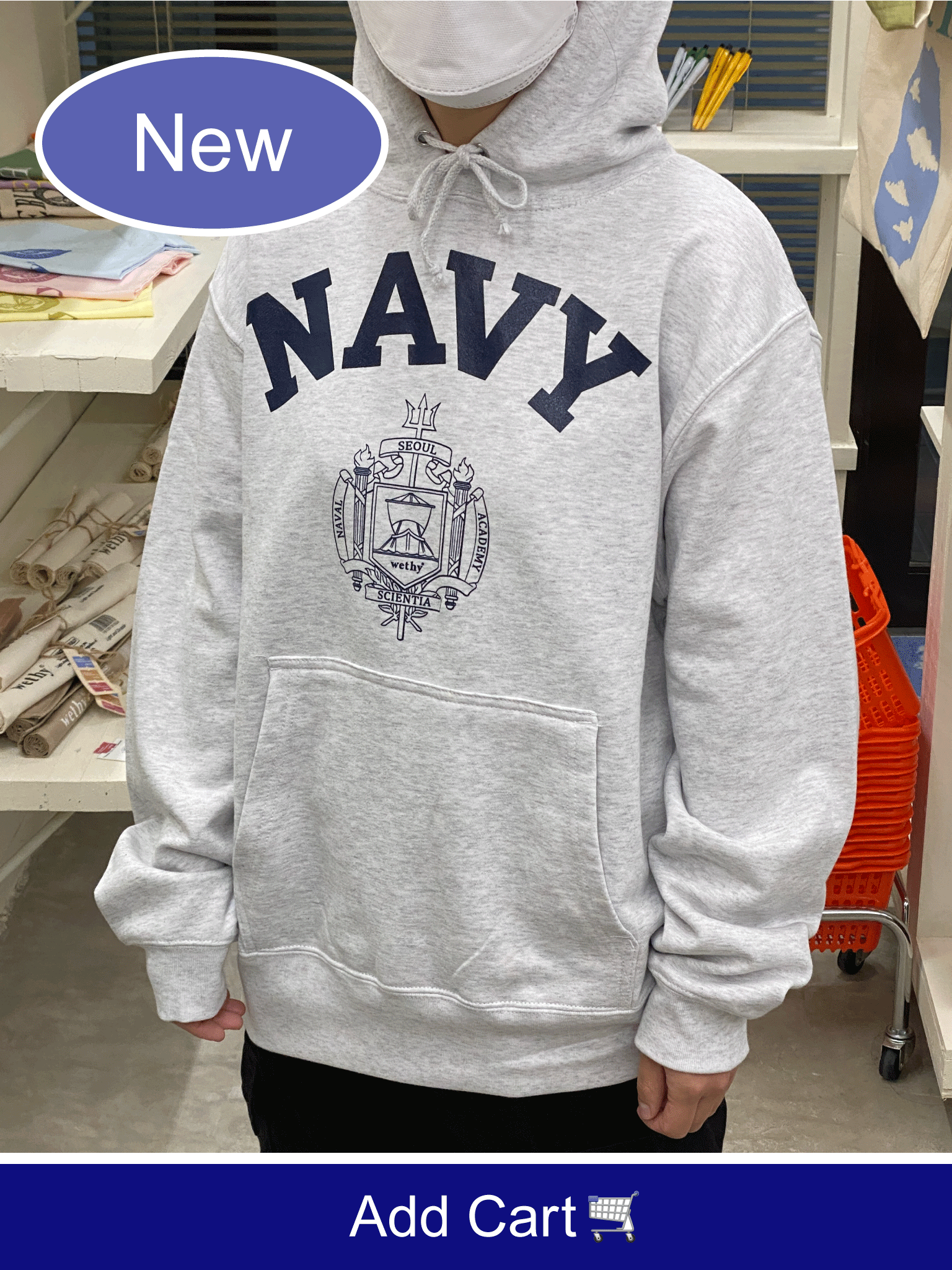 wethy パーカー フーディー フード付きスウェット NAVY ネイビー