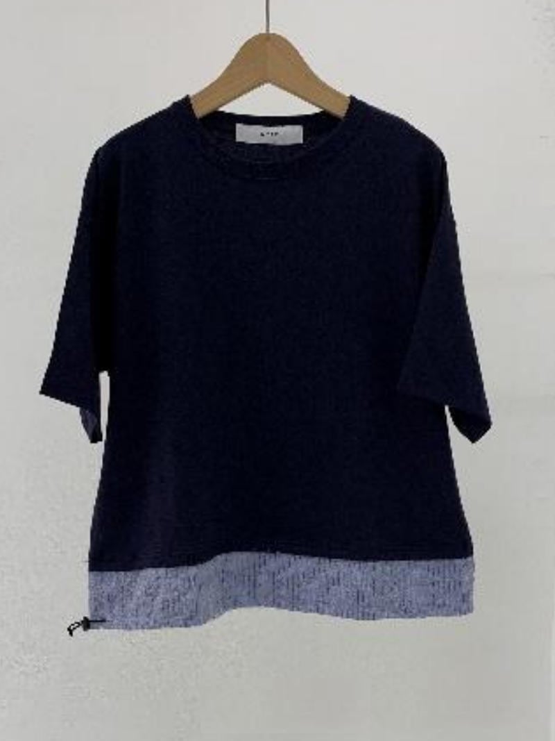 319. WYTE / ワイト Needle Punch ST Docking Longsleeve T-shirt Tシャツ (navy,gray) (11-40310)