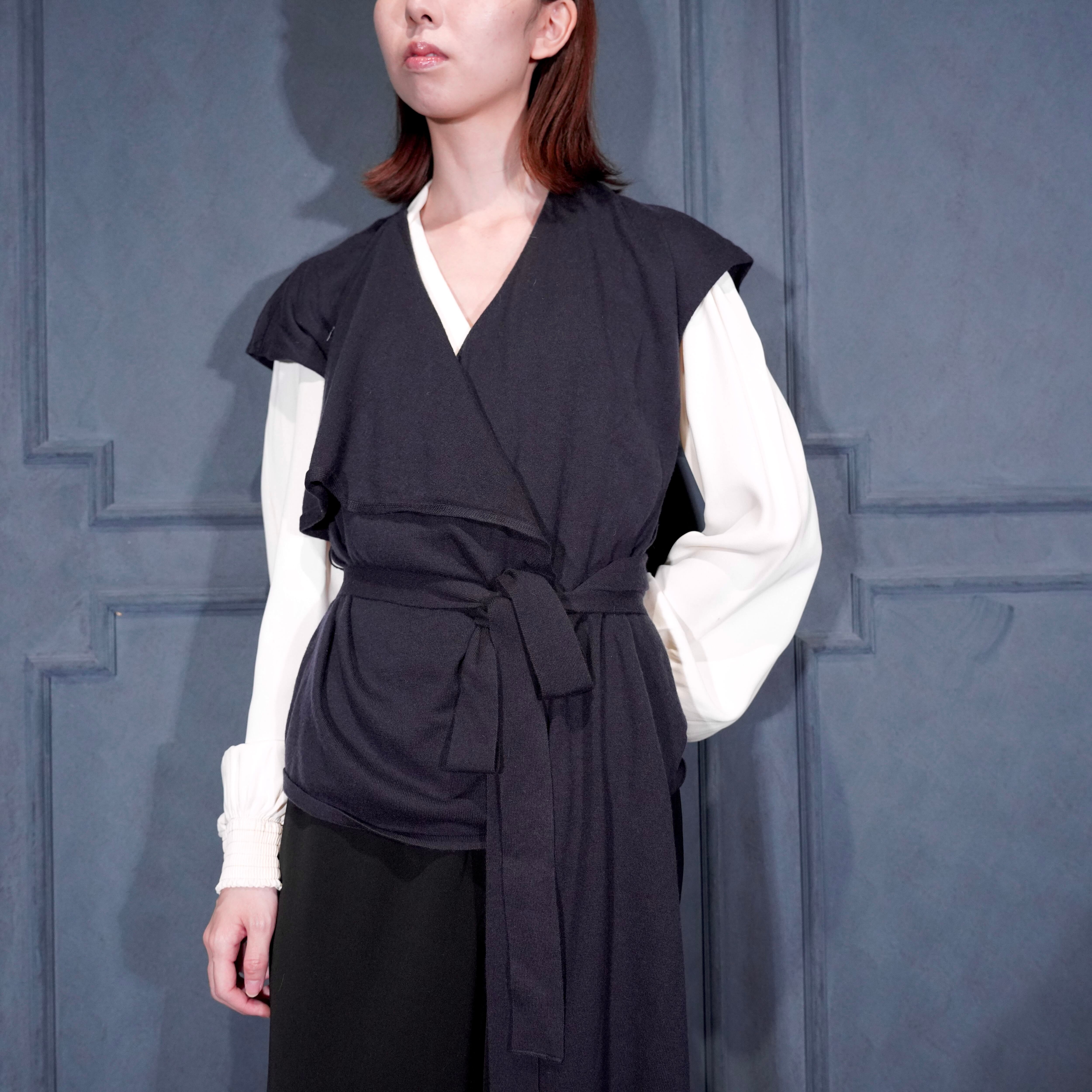 3059◆MaxMara Intrend中綿ロングベスト★美品★46 DEAD STOCK Max Mara DEFORMATION DESIGN CASHMERE SILK KNIT LONG