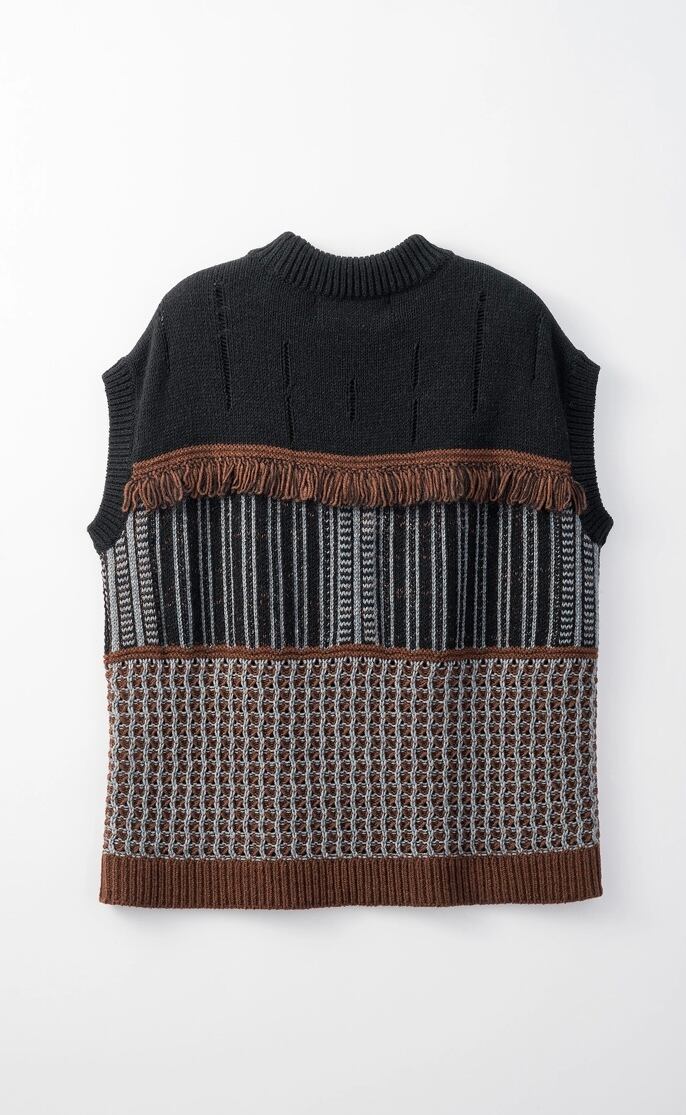 MURRAL Mixed knit vest top -BLACK-