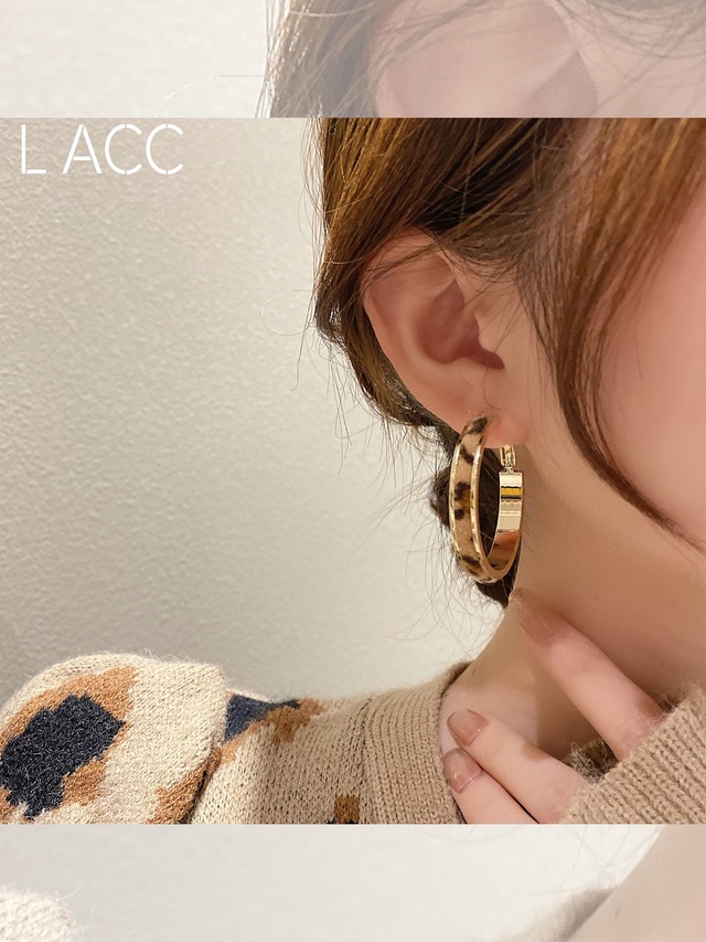 オータムウィンターレオパードプリント柄イヤリング 秋物 冬物 指輪 LACC45820160103