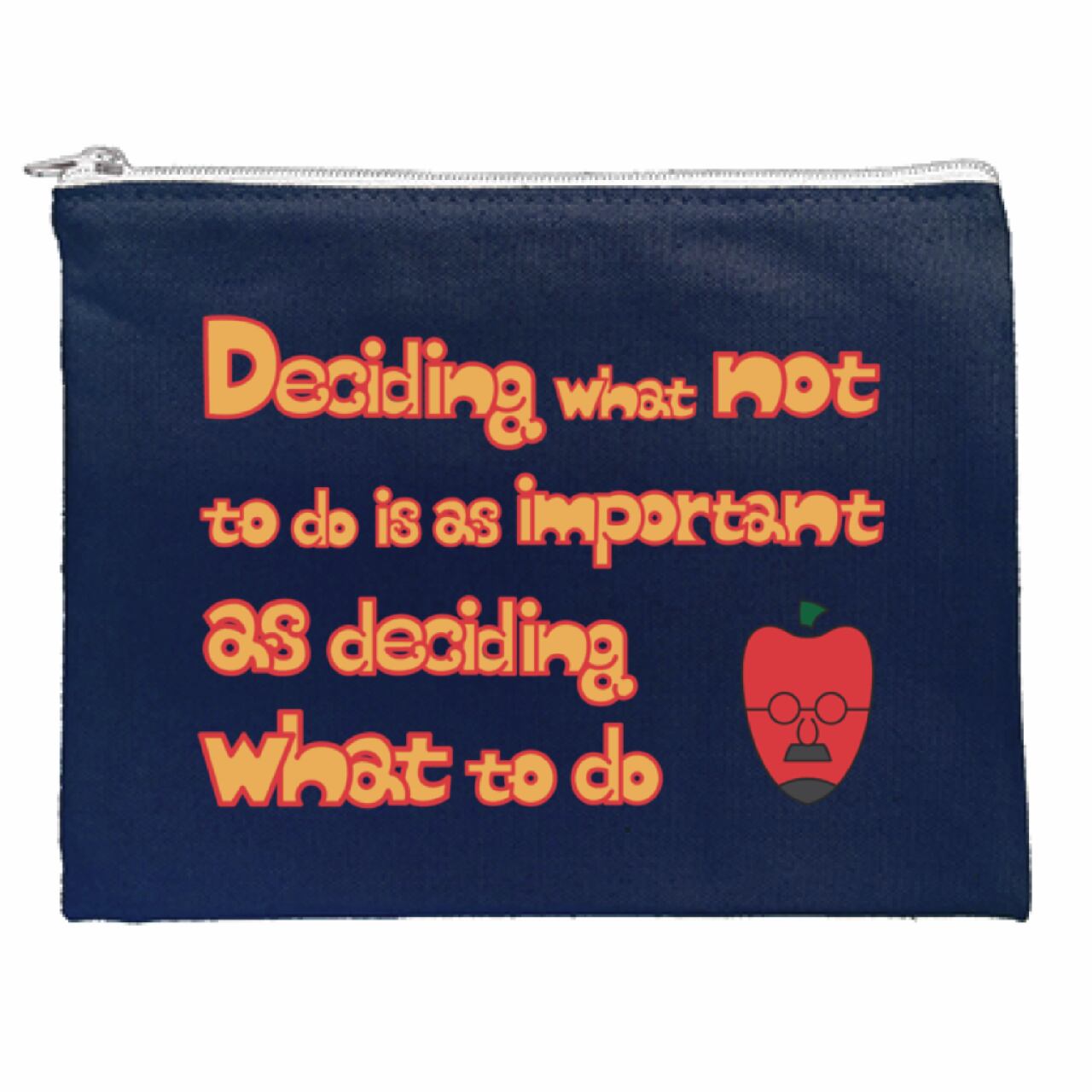 DHD(M)031【キャンバスフラットポーチ（ミッドナイトブルー）　りんごおじさんⅢ】