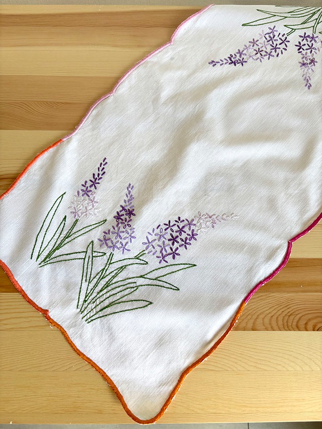 テーブルマット 色刺繍　パープル　テーブルセンター　19clm14-7