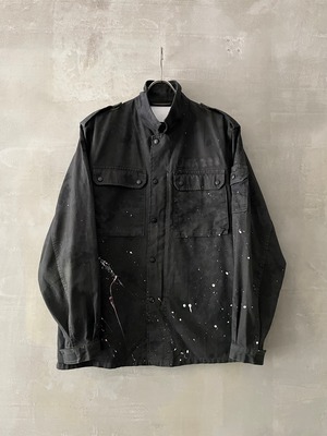 TrAnsference abstract dripping flecktarn camo shirt blouson - imperfection black garment dyed effect