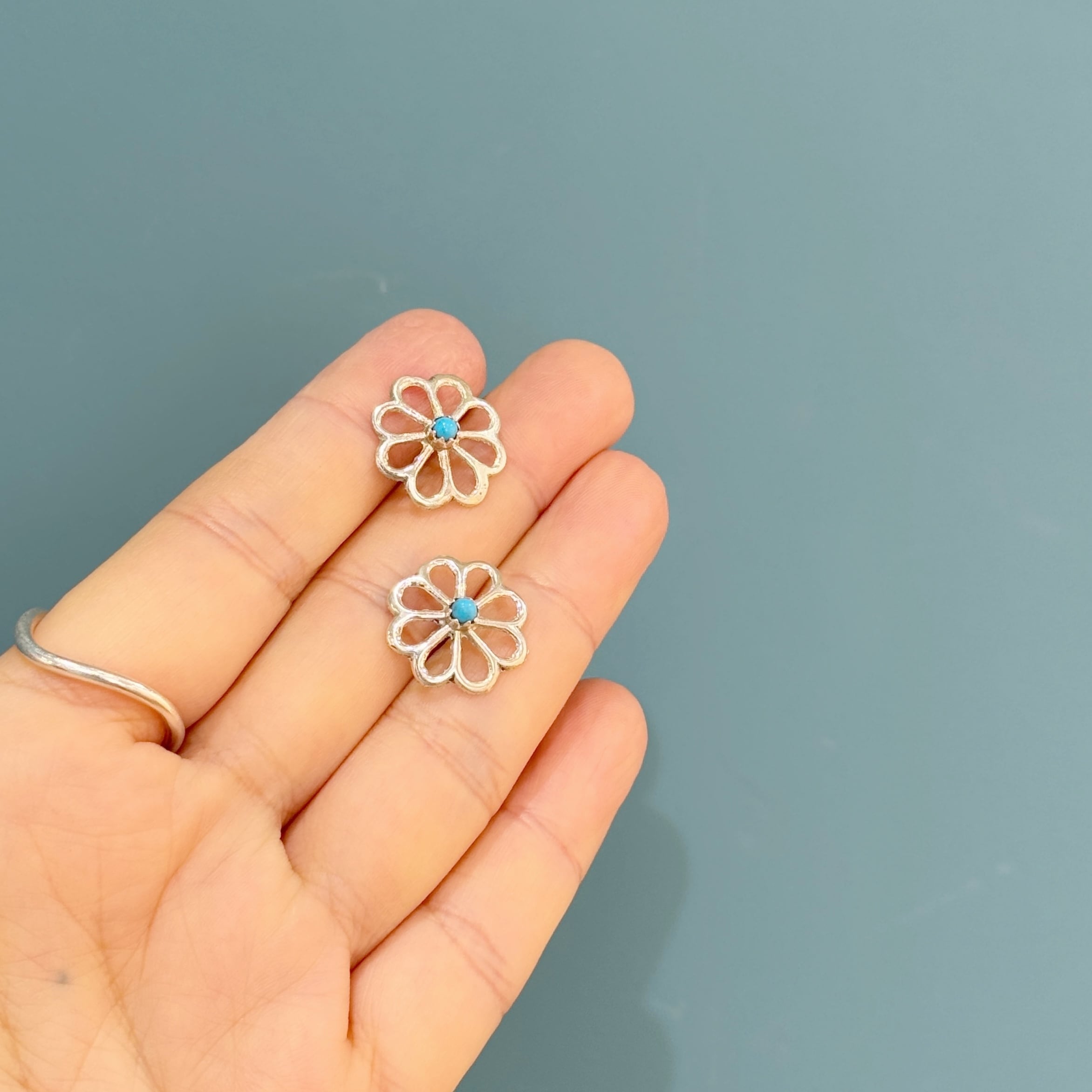 再入荷！】《Indian jewelry》 フラワー ターコイズ 1 ストーン