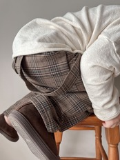 【アウトレット】check suspender pants