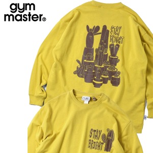 gym master ジムマスター 10.3oz サボテン スウェット ビッグTEE Stay Bright ワイドシルエット 長袖Tシャツ メンズ レディース コットン100% LOVE&PEACE G821726 イエロー
