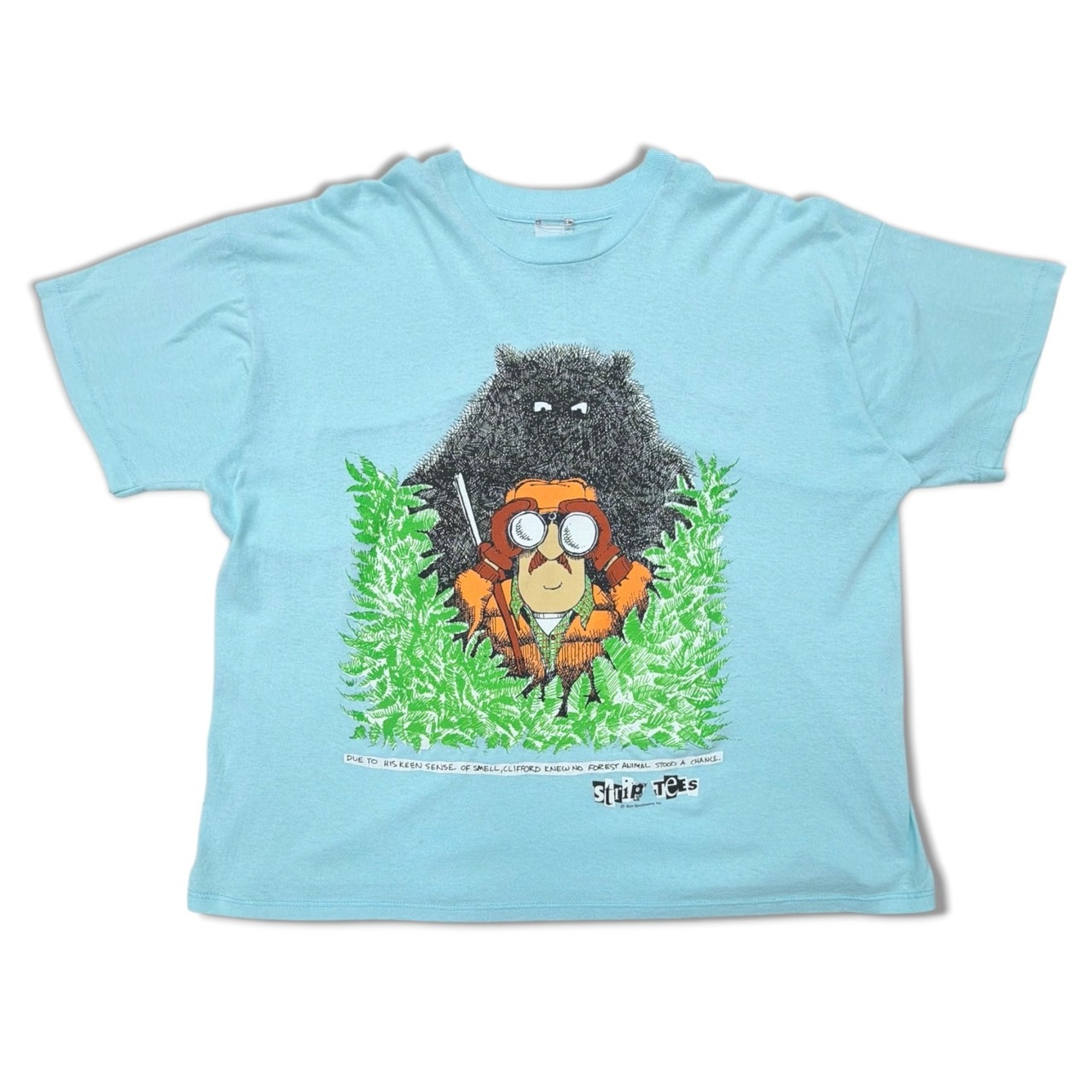 【VINTAGE】90’s “STRIP TEES” ハンター×クマ コミカルアート Tシャツ