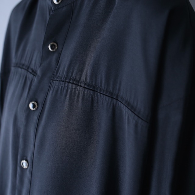 good design full button over silhouette band collar minimal mode shirt