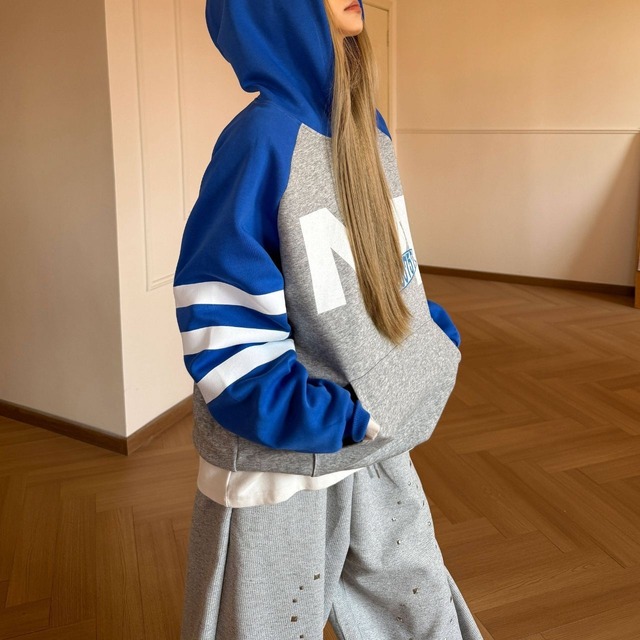 ロゴラインラグランストリートフーディ 3col   R01649