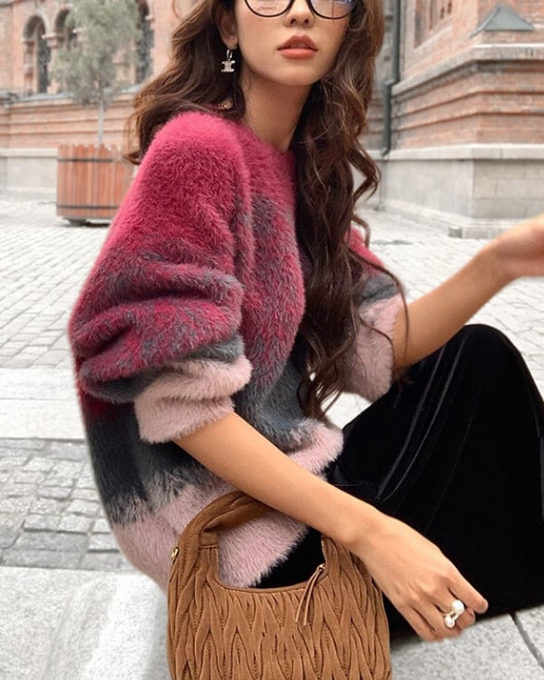 Furry gradient knit ◇2color TH3613