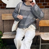 【CHIGON】スカシボーダーニット