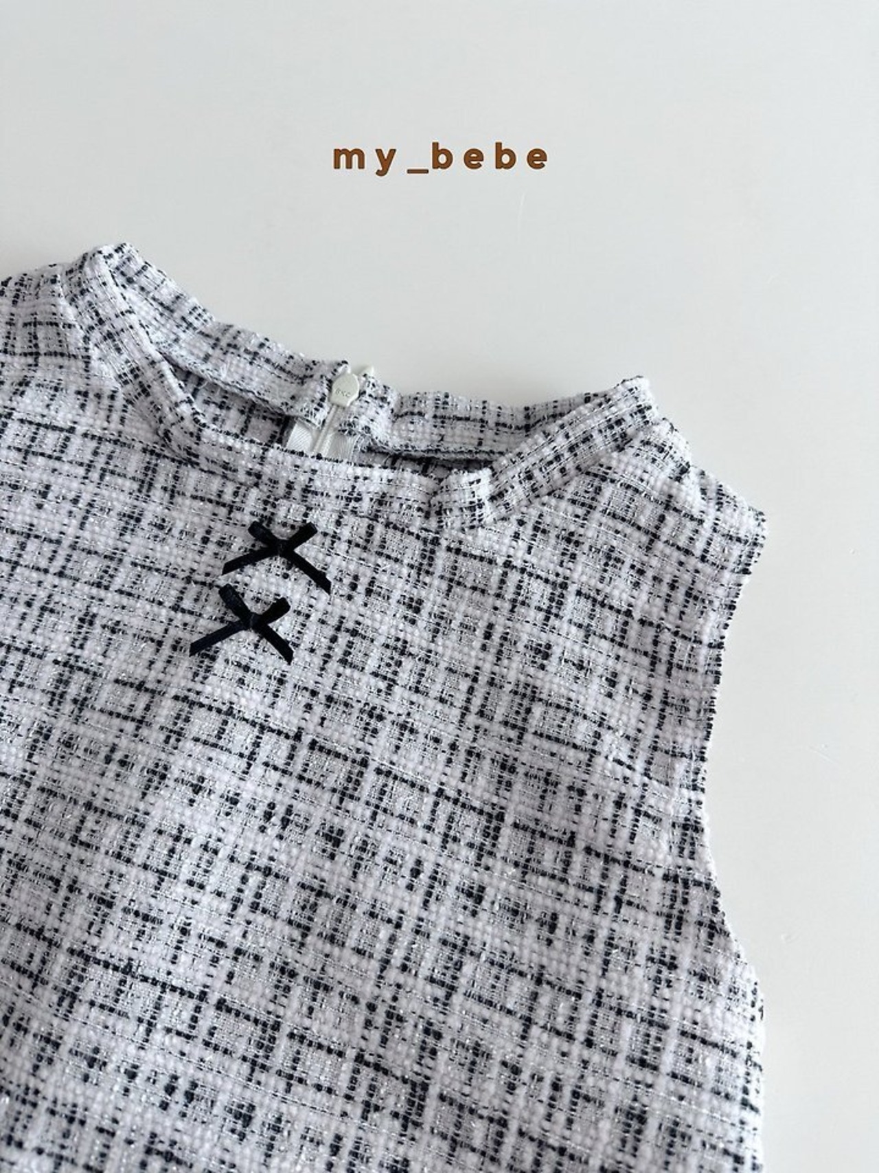韓国子供服 / Mybebe / リボンツイードワンピース *XS~XL*