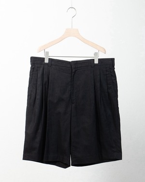 tucked linen cotton baggy shorts / Made In CANADA