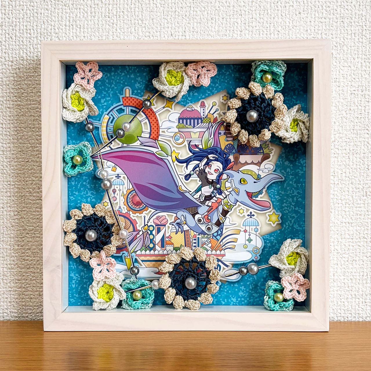 美品！タイムズスクエア　立体絵 イラスト×かぎ針編み立体額装】遊覧 | Macchi Baco【BASE SHOP】