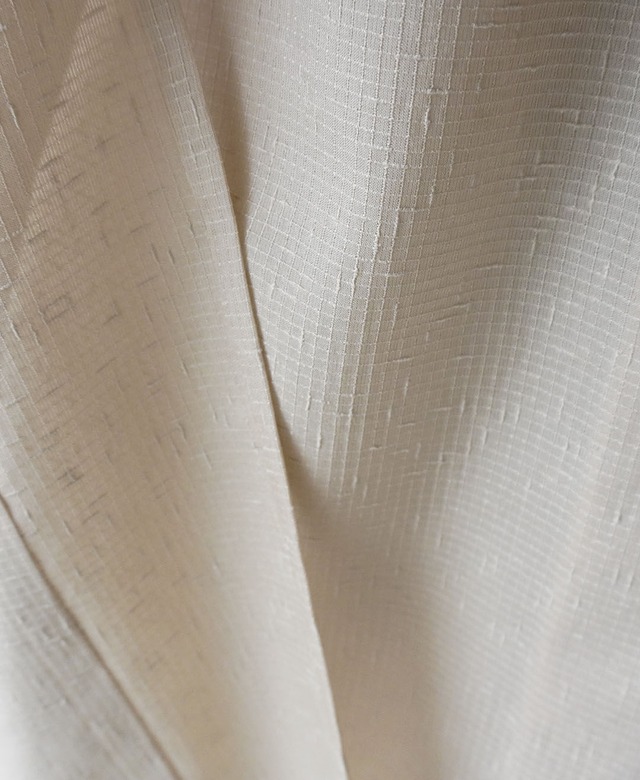 【単衣】トールサイズ　ベージュ地　格子文　夏紬