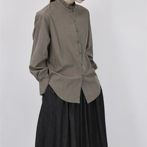 Stand-Collar Pleats Collared Shirt【TR3118】