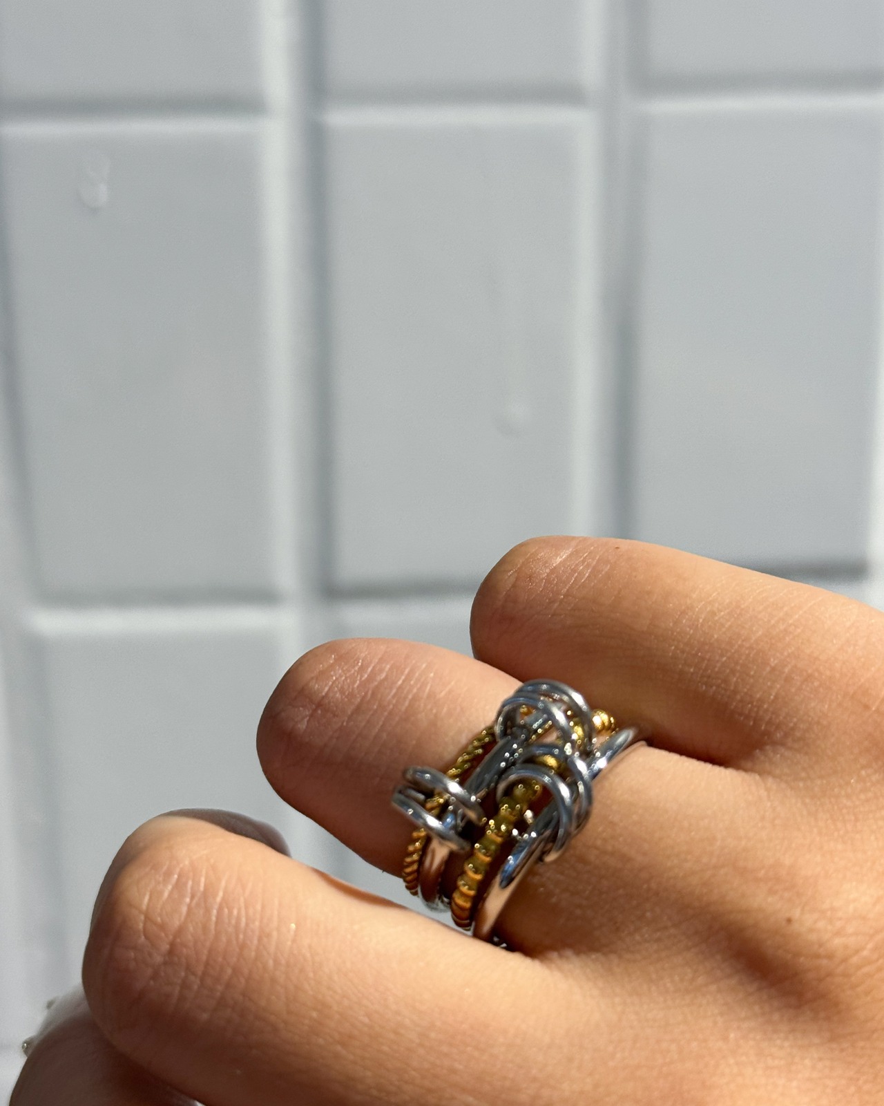 mix color texture layered ring