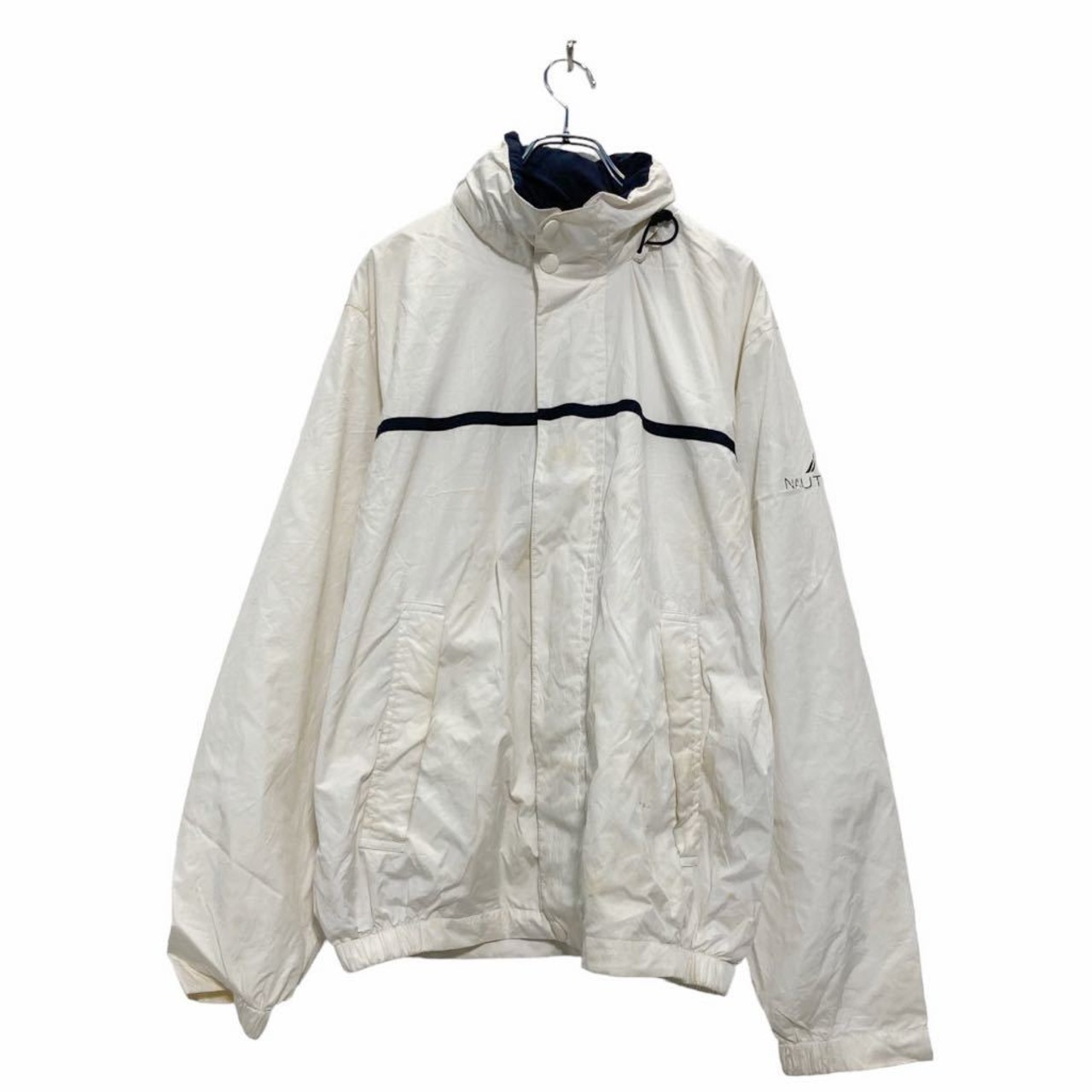 NAUTICA ジップアップ ナイロン ジャケット M ホワイト ブラック 