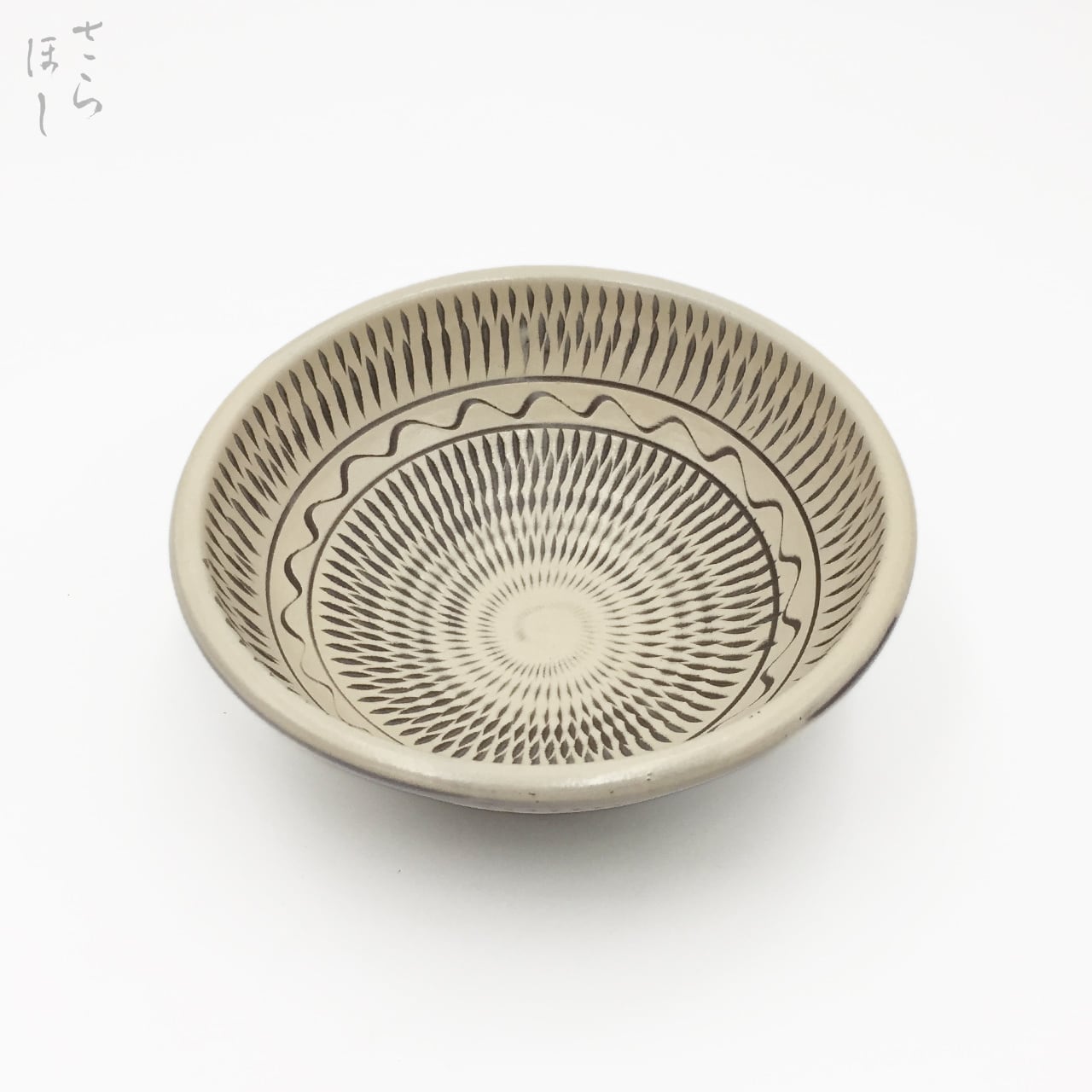 小鹿田焼 小袋窯 5寸鉢 内外飛びかんな 白 直径約15cm 陶器 和食器 民