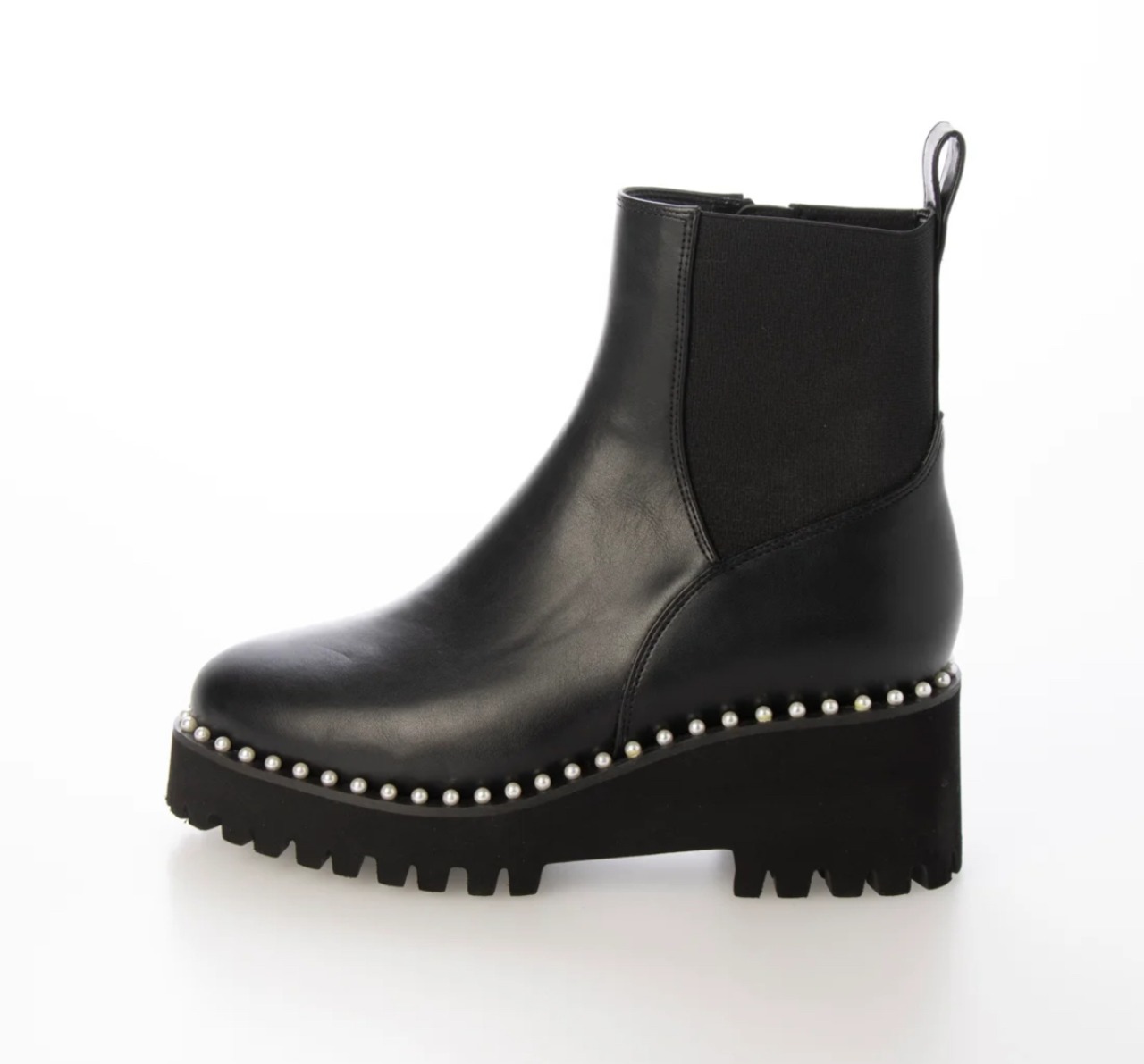 【EVOL/イーボル】 6.5cm厚底ソールサイドゴアショートブーツ IX5512 (ブラックコンビ)