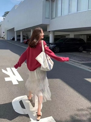 オープンショルダー カラーニット　AJ111-760