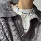 ［3色展開] 天然石 × パール ビーズネックレス ［SSN045］